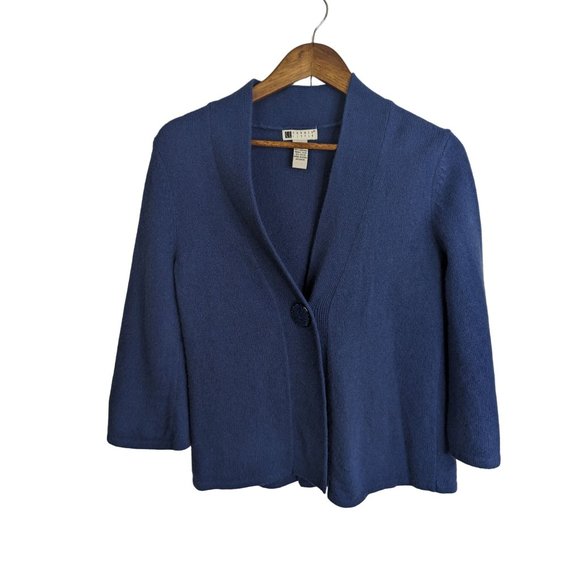 Carole Little Blue Lambswool and Angora Blend Cardigan Office Capsule Wear sz S - Picture 1 of 7